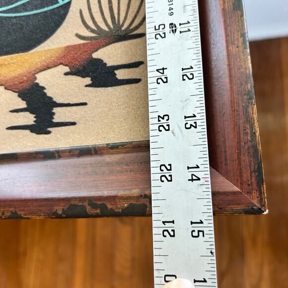 Vintage Navajo Framed Sand Art Painting of Beautiful Pottery - Picture 16 of 16